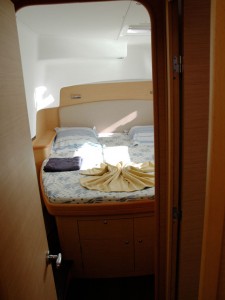 Intérieur d'une cabine du catamaran