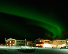 Aurores boréales sur l'hôtel